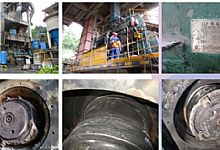 现场修复150-90辊压机轴承位磨损步骤